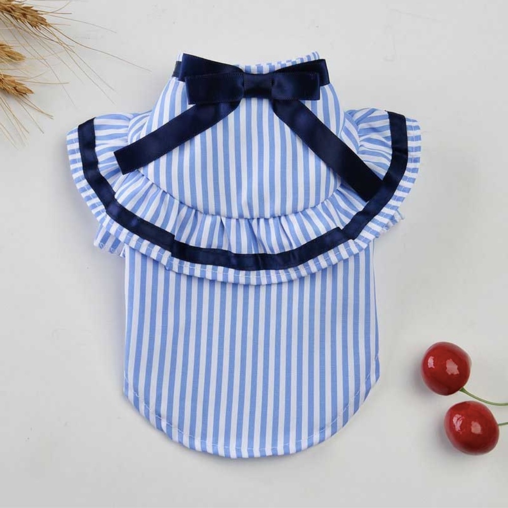 Striped Ruffled Pet Shirt / Dress with bow